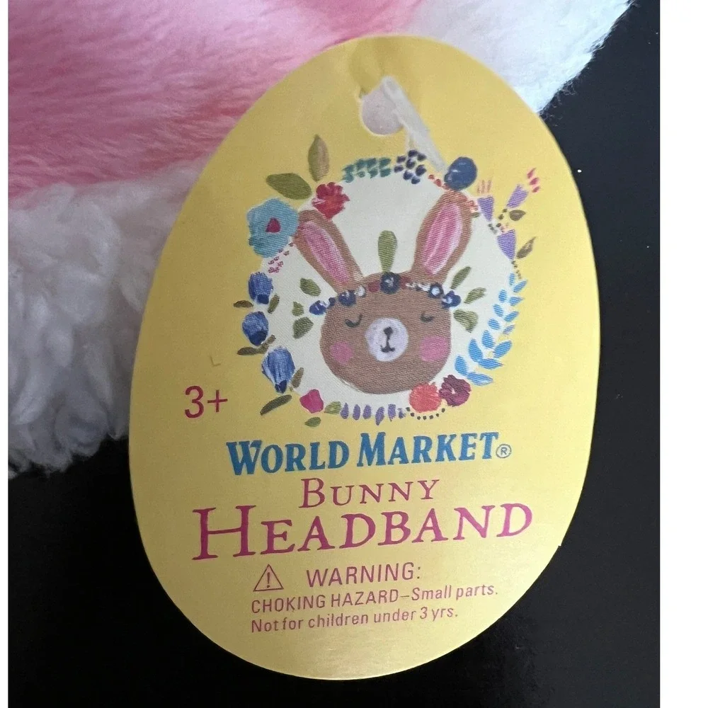 World Market Bunny Headband Kids O/S White Brand New Easter Plush Ears